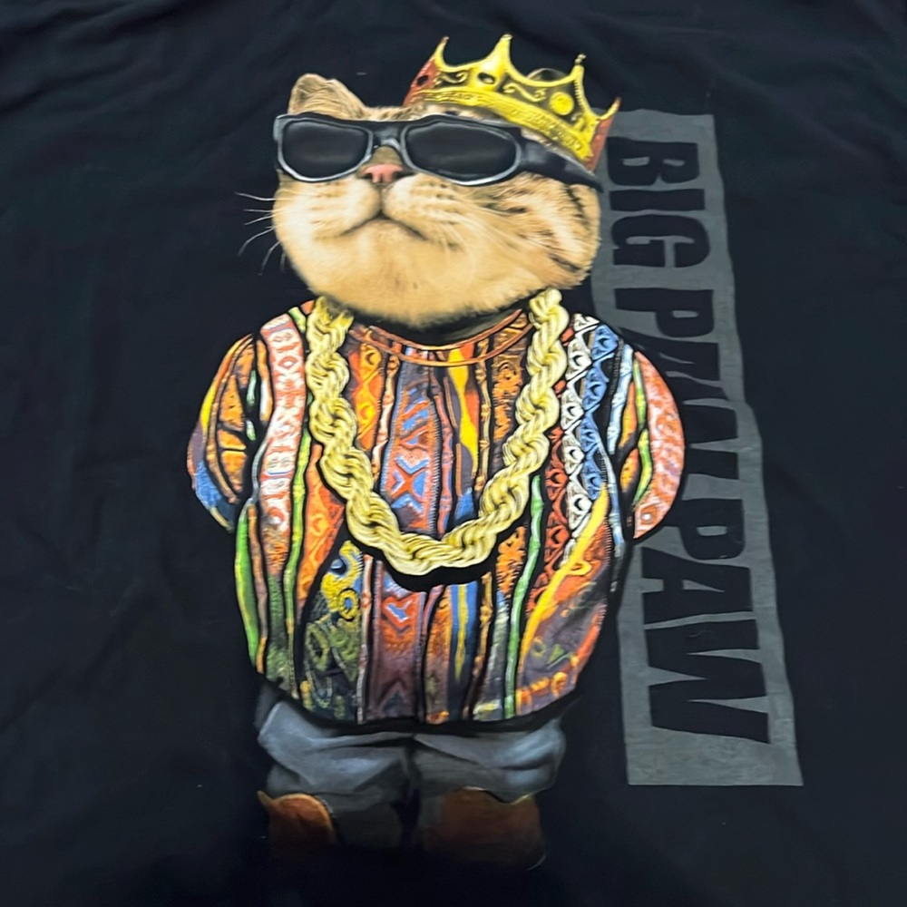 DOM notorious big crowned cat big tee XL with Coogi sweater